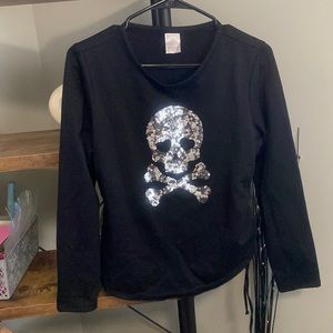 Sweatshirt with sequin skeleton
